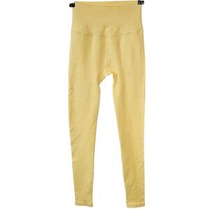 Spiritual Gangster Womens Love Sculpt Legging, Ribbed, Athletic,Yellow,Size XS/S